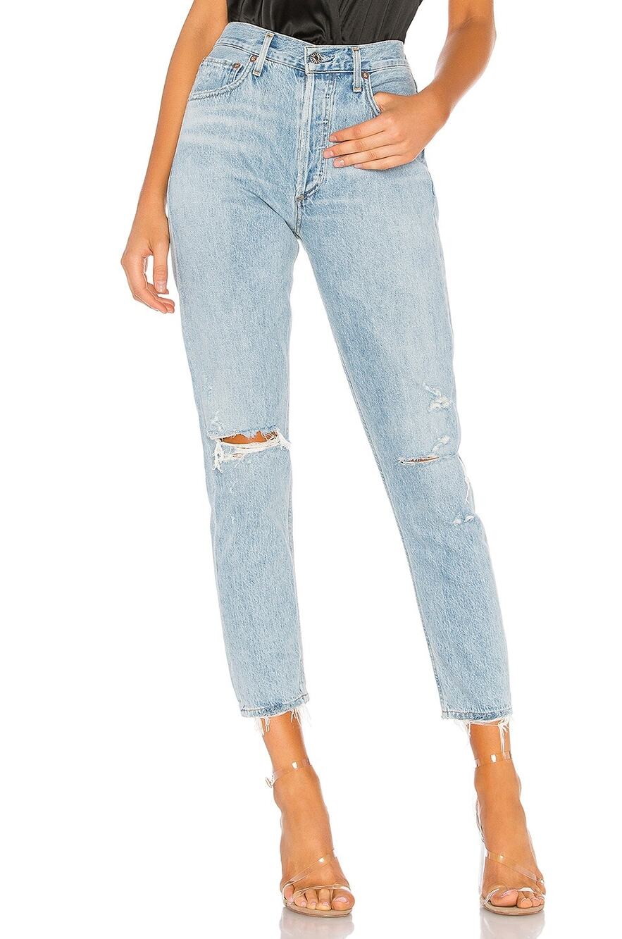 Agolde Jamie High Rise Classic Button Fly Distressed Jeans Women's 26